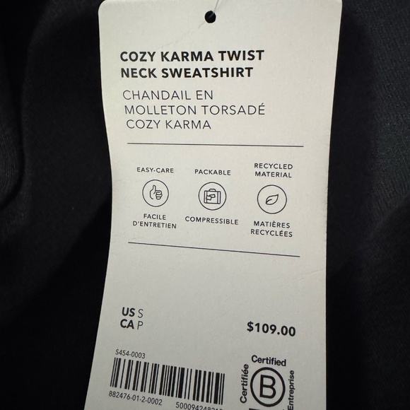 Athleta Cozy Karma Twist Neck Sweatshirt // Black - Picture 4 of 4